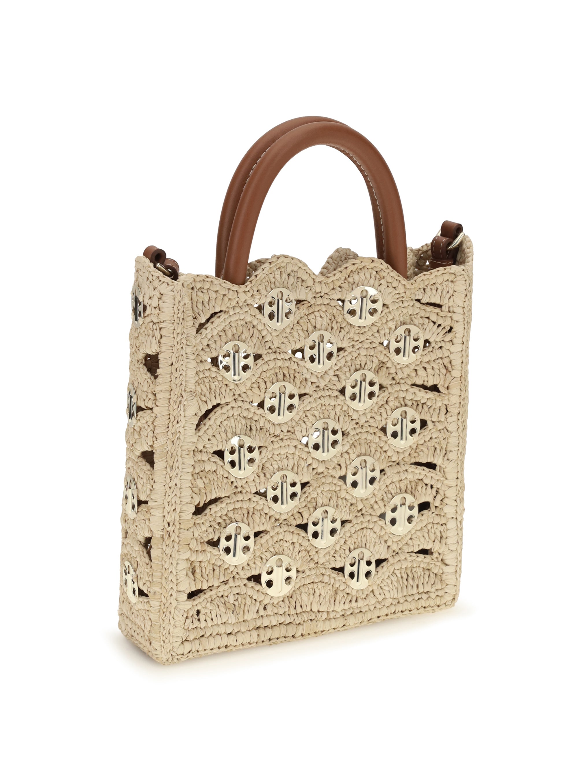 1969 disc raffia top-handle bag