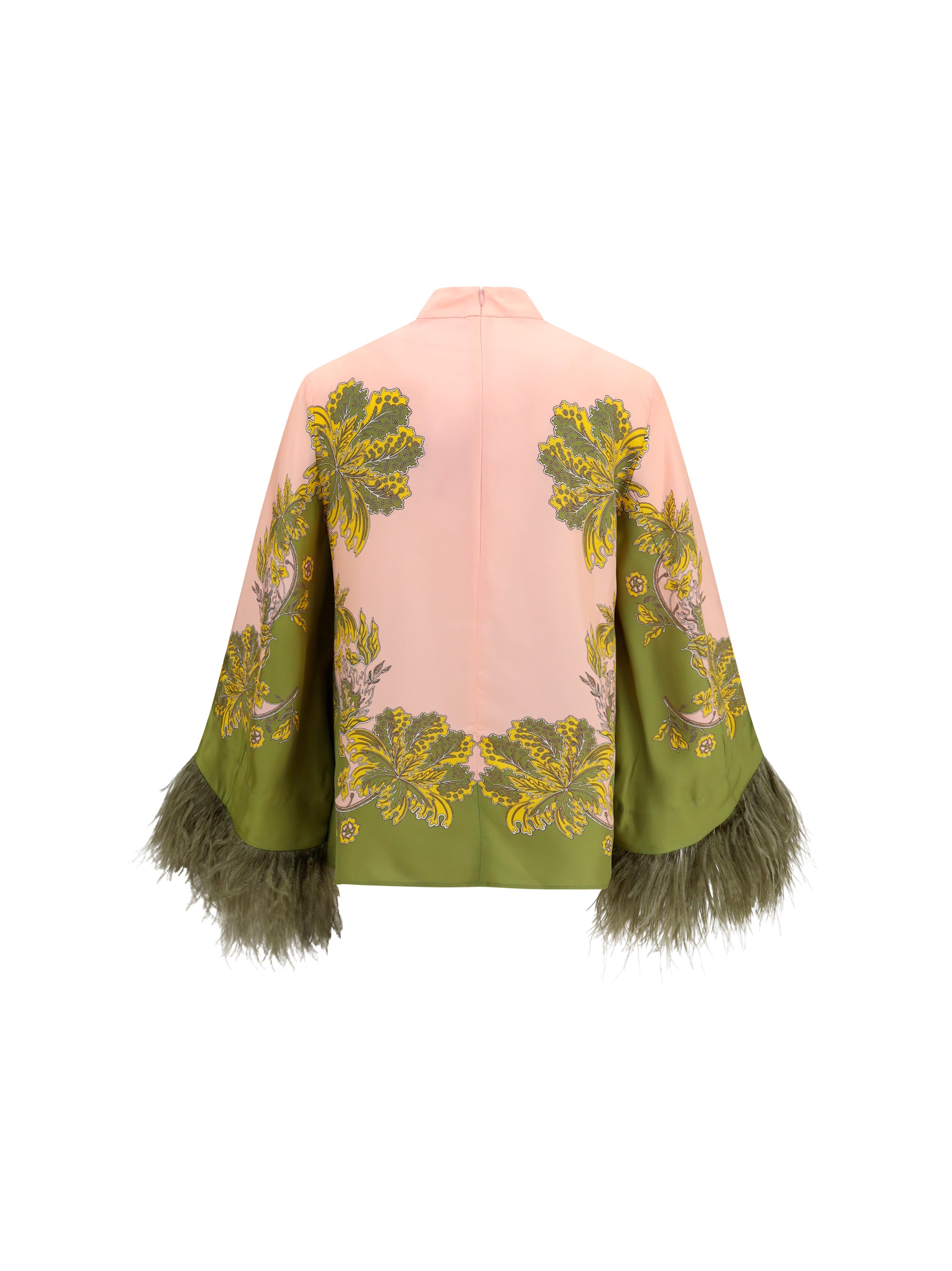 silk top with ostrich feathers