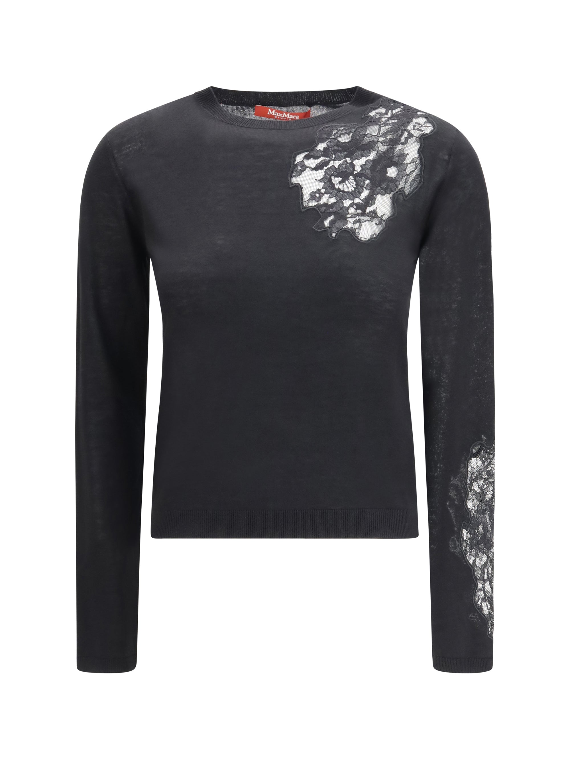 wool sweater with lace inserts