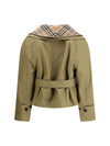 cropped cotton jacket with check quilting