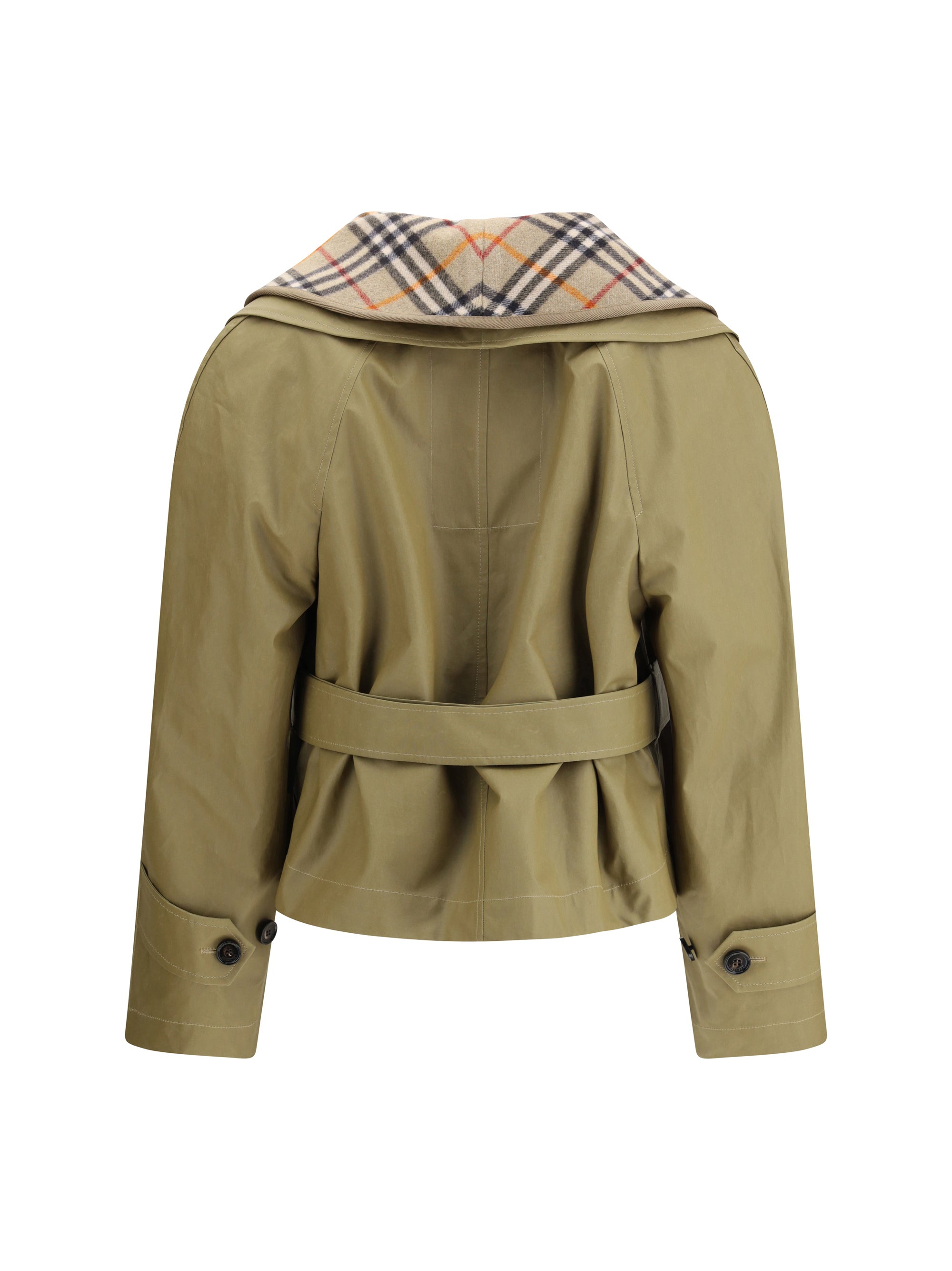 cropped cotton jacket with check quilting