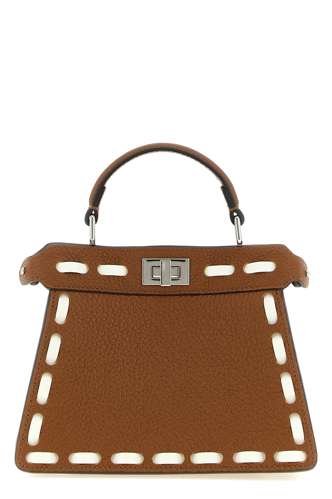FENDI OS the fendi peekaboo iseeu handbag is made of brown cuoio romano leather