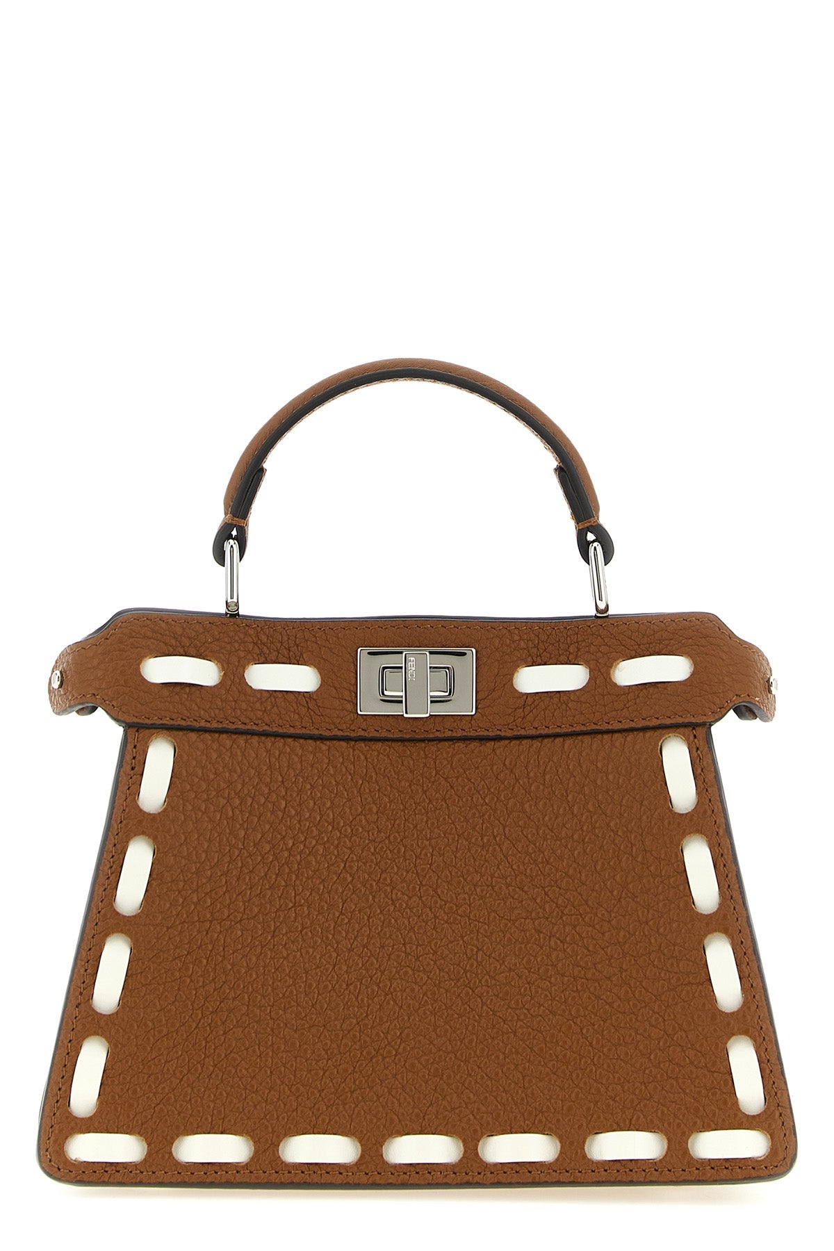 the fendi peekaboo iseeu handbag is made of brown cuoio romano leather