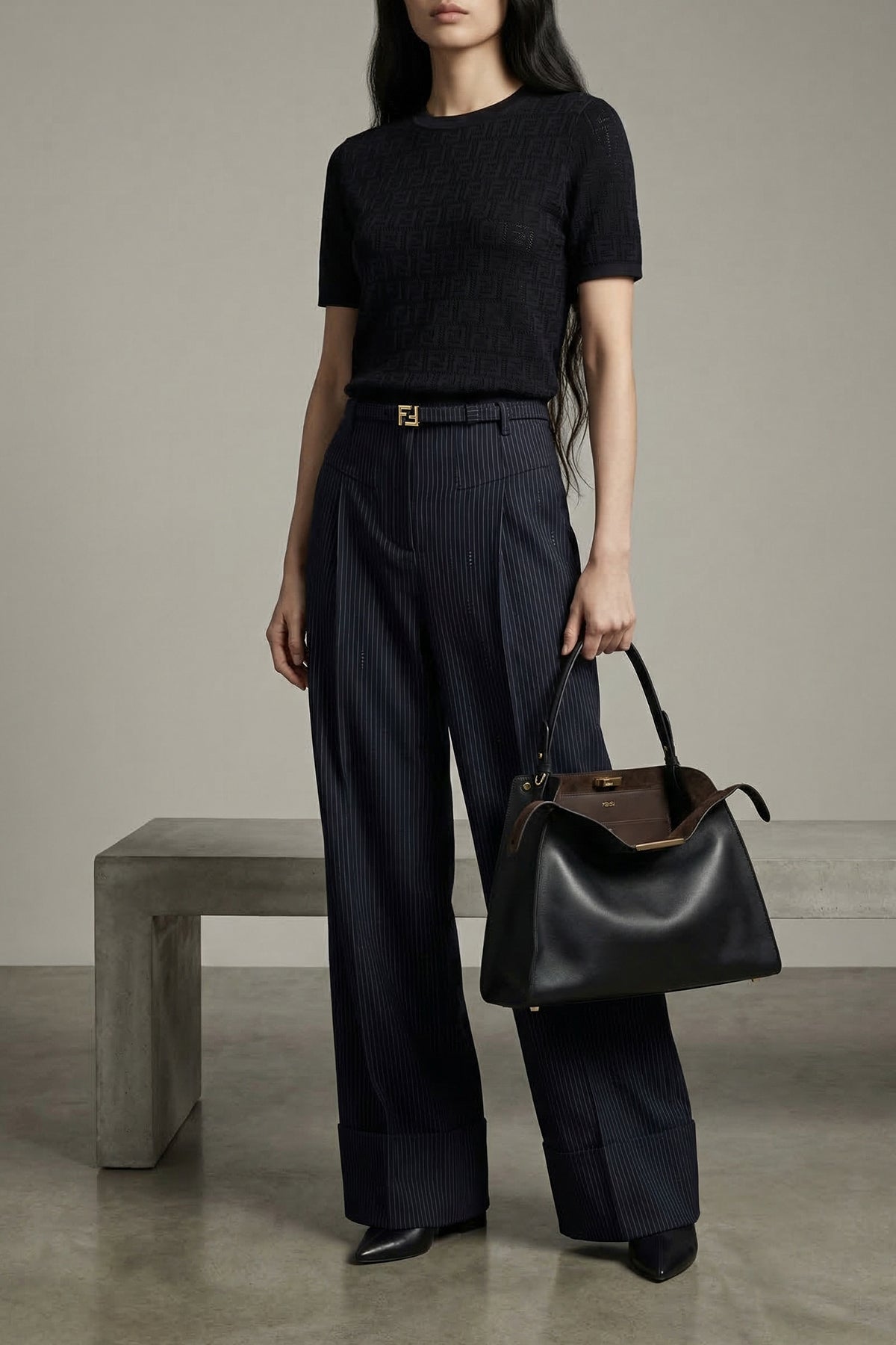 medium fendi way semi-gloss calf leather handbag