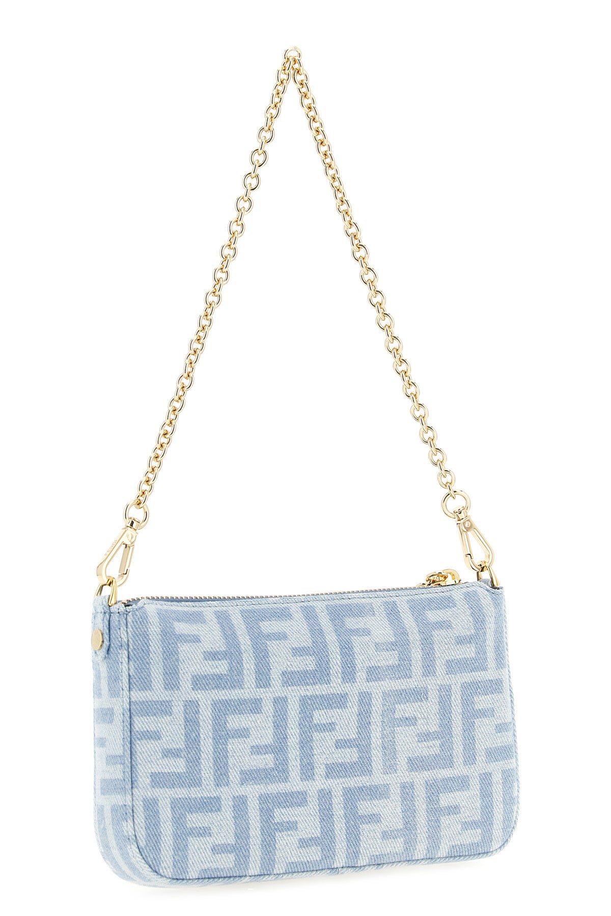 the fendi baguette light blue cotton denim pouch sets new standards of everyda