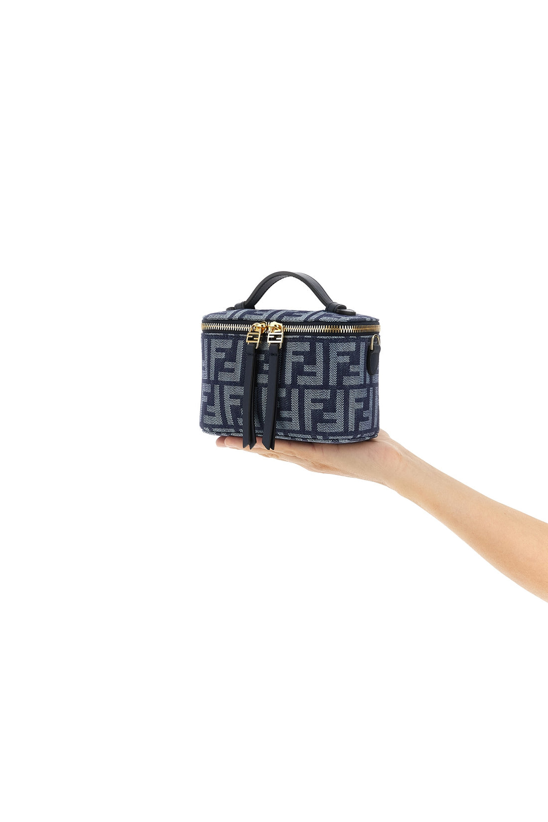 FENDI OS ff denim-effect jacquard fendi vanity handbag