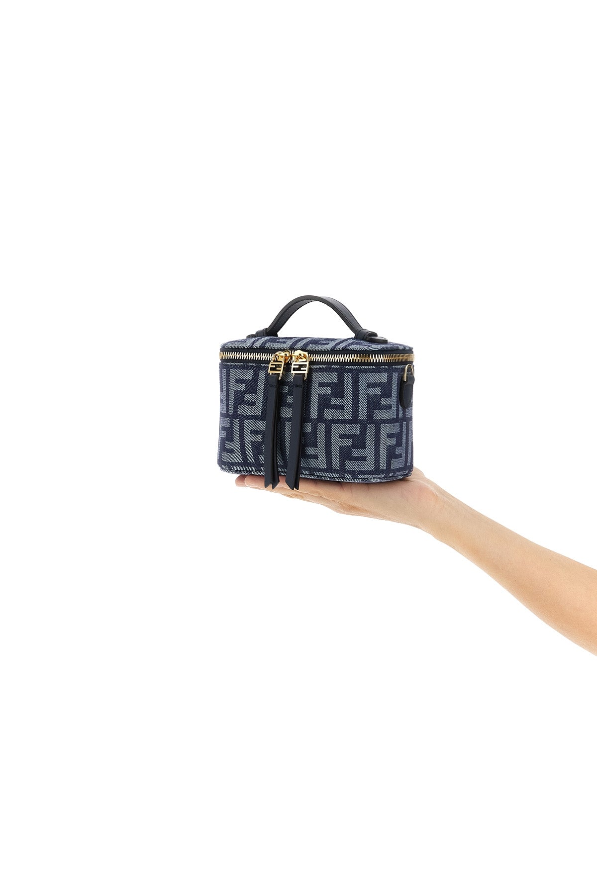 ff denim-effect jacquard fendi vanity handbag