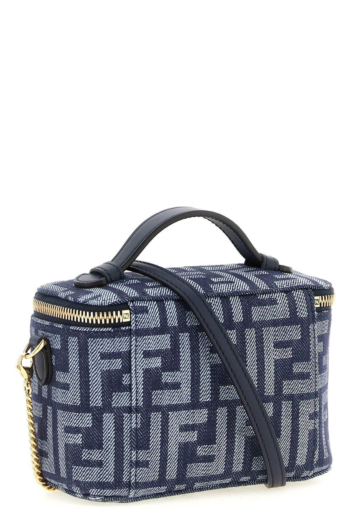 ff denim-effect jacquard fendi vanity handbag