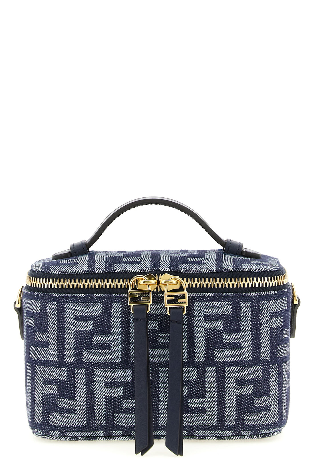 FENDI OS ff denim-effect jacquard fendi vanity handbag