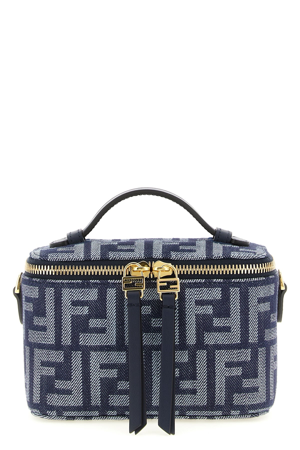 ff denim-effect jacquard fendi vanity handbag