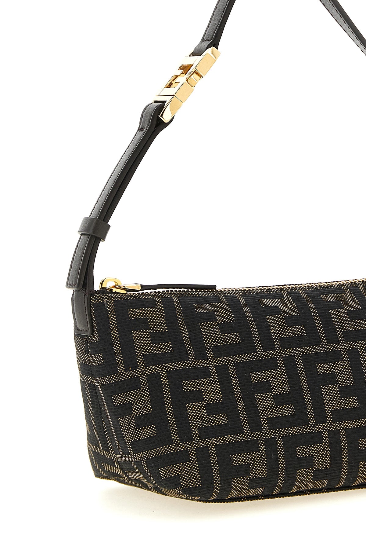 the small fendi vanity pouch is distinguished by a rounded rectangular silhoue