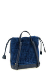 ff flocked cotton denim backpack and tone-on-tone smooth calf leather