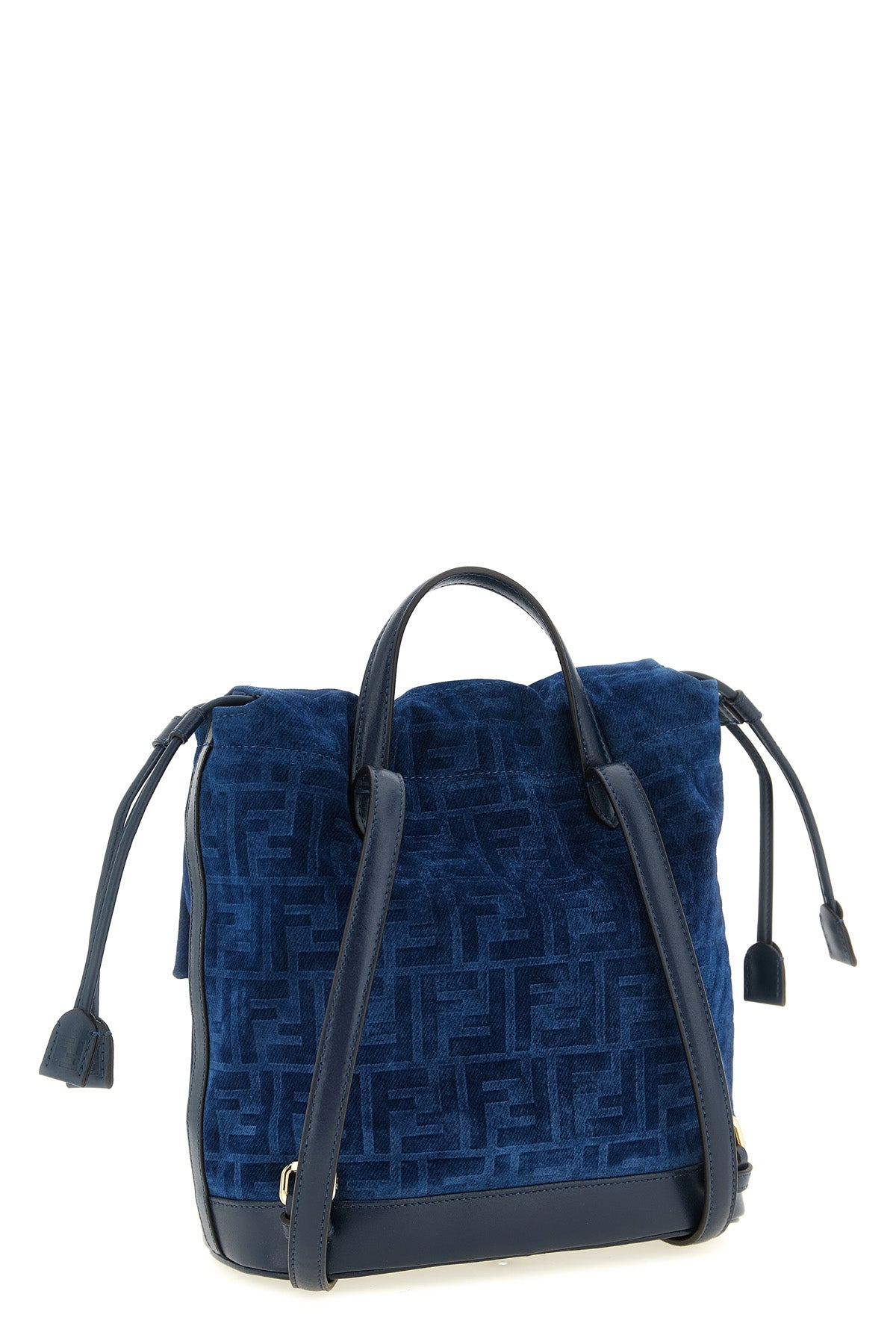 ff flocked cotton denim backpack and tone-on-tone smooth calf leather