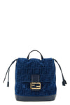 ff flocked cotton denim backpack and tone-on-tone smooth calf leather