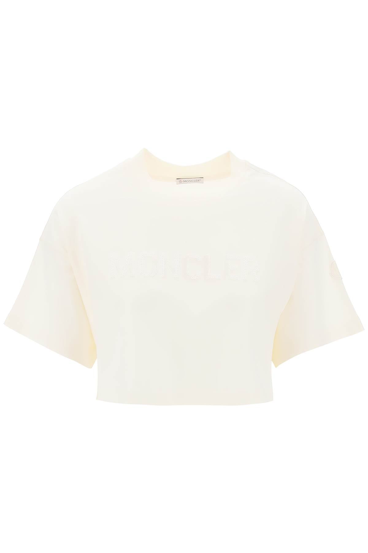 cropped t-shirt with sequin logo