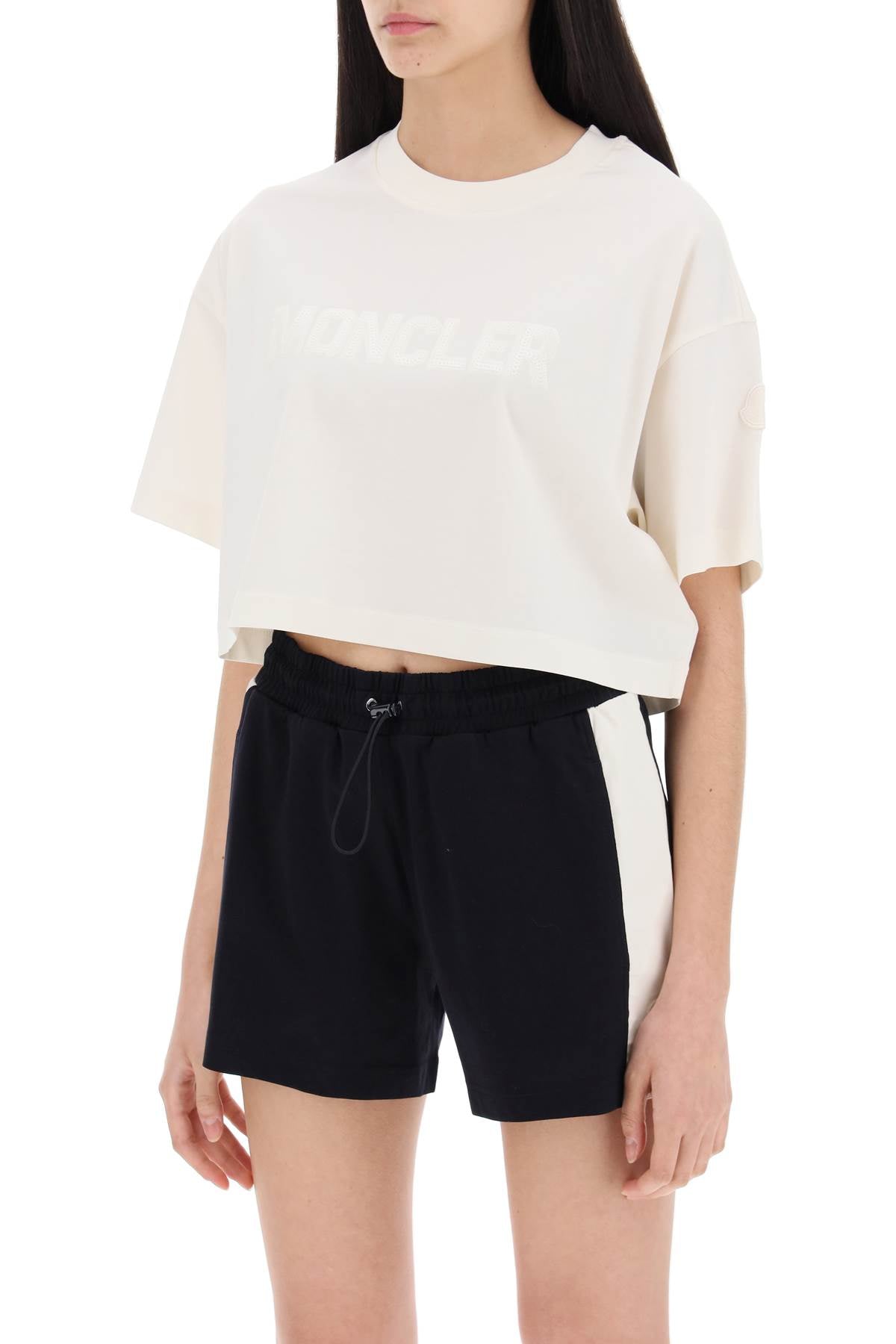 cropped t-shirt with sequin logo