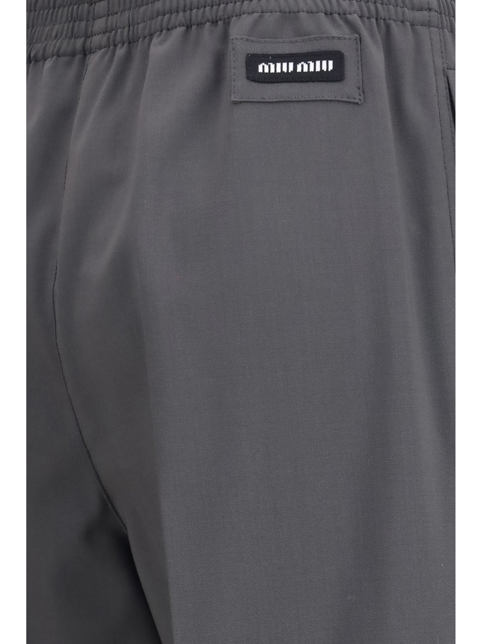 elasticated straight leg wool pants