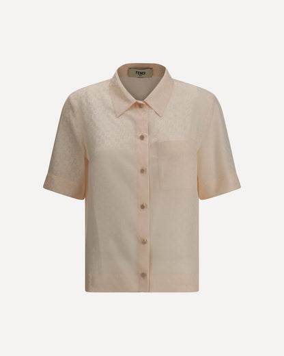 Fendi Ff Pattern Silk Shirt Pink