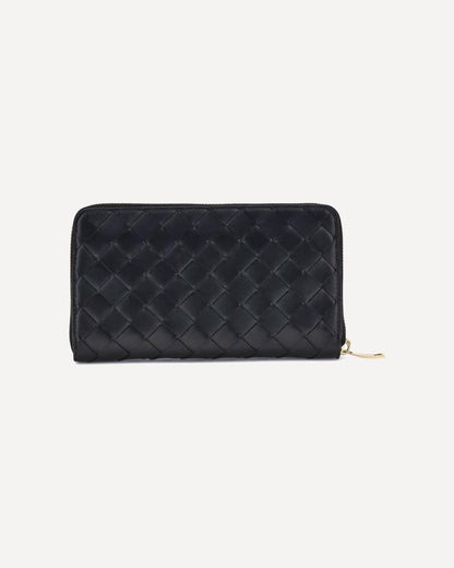 Bottega Veneta Intrecciato Zippered Wallet Black