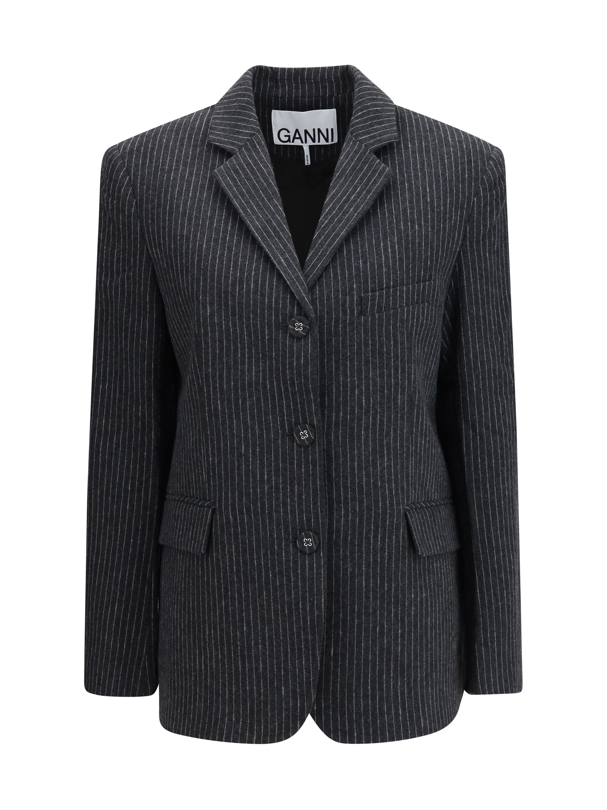 pinstripe wool blazer