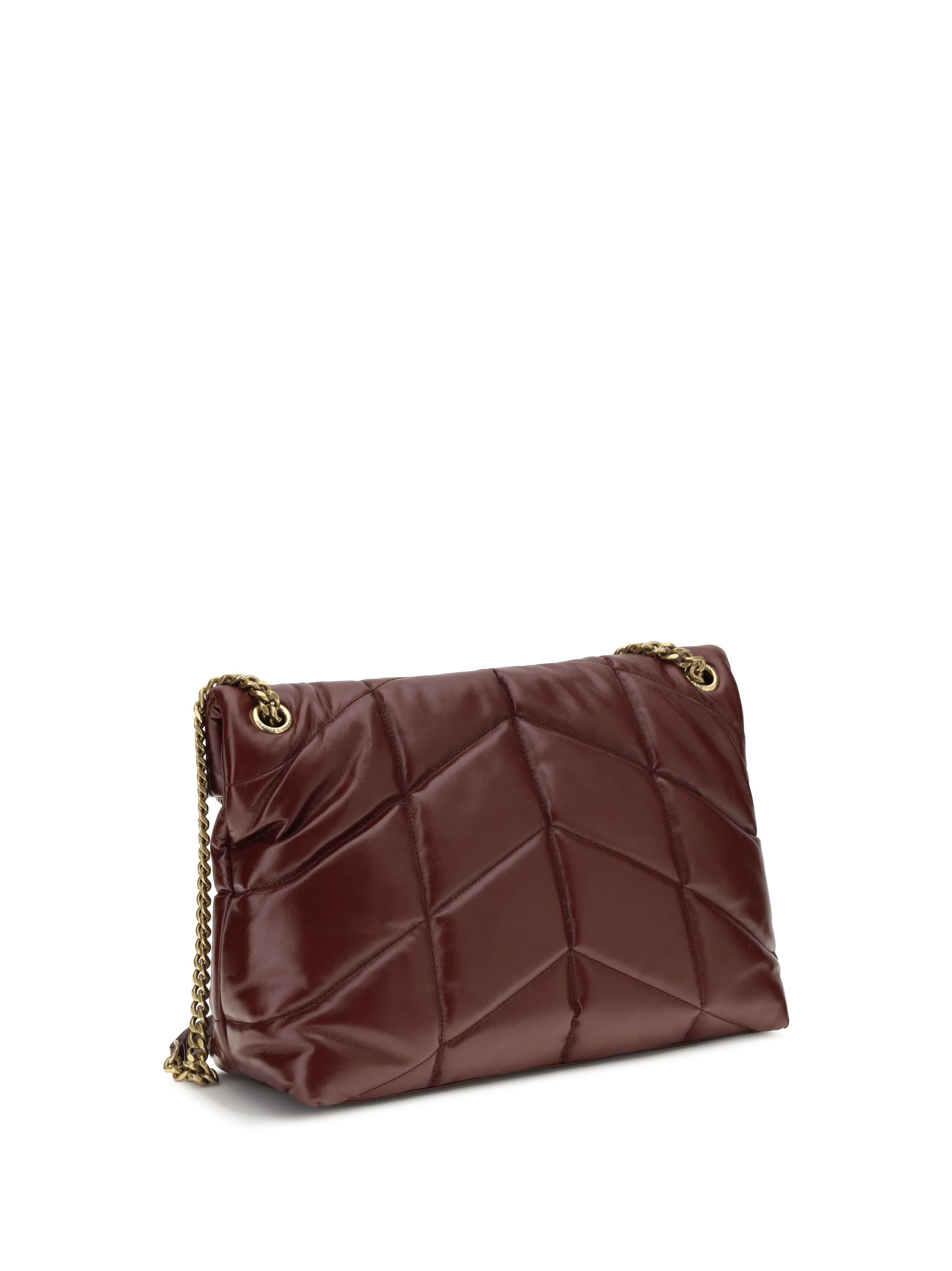 medium puffer bag in glossy leather