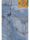angel-print denim mini skirt