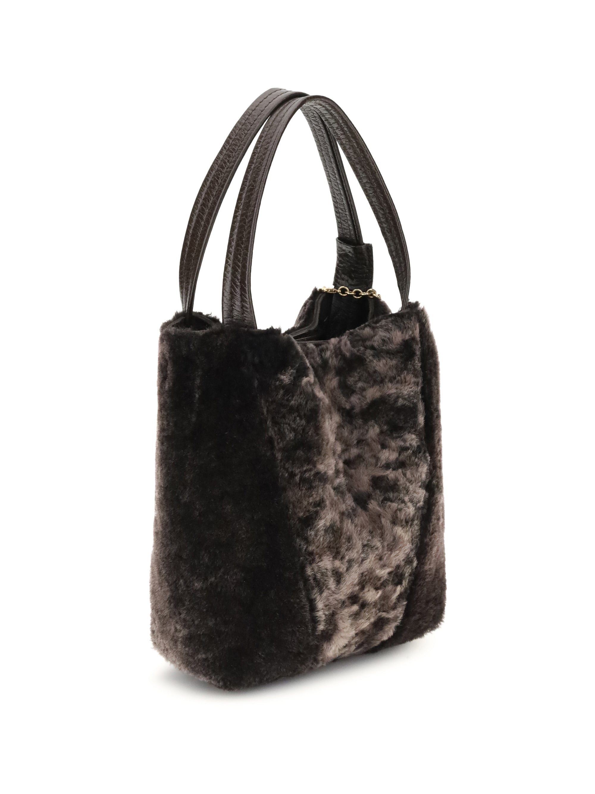 shearling small spin tote bag
