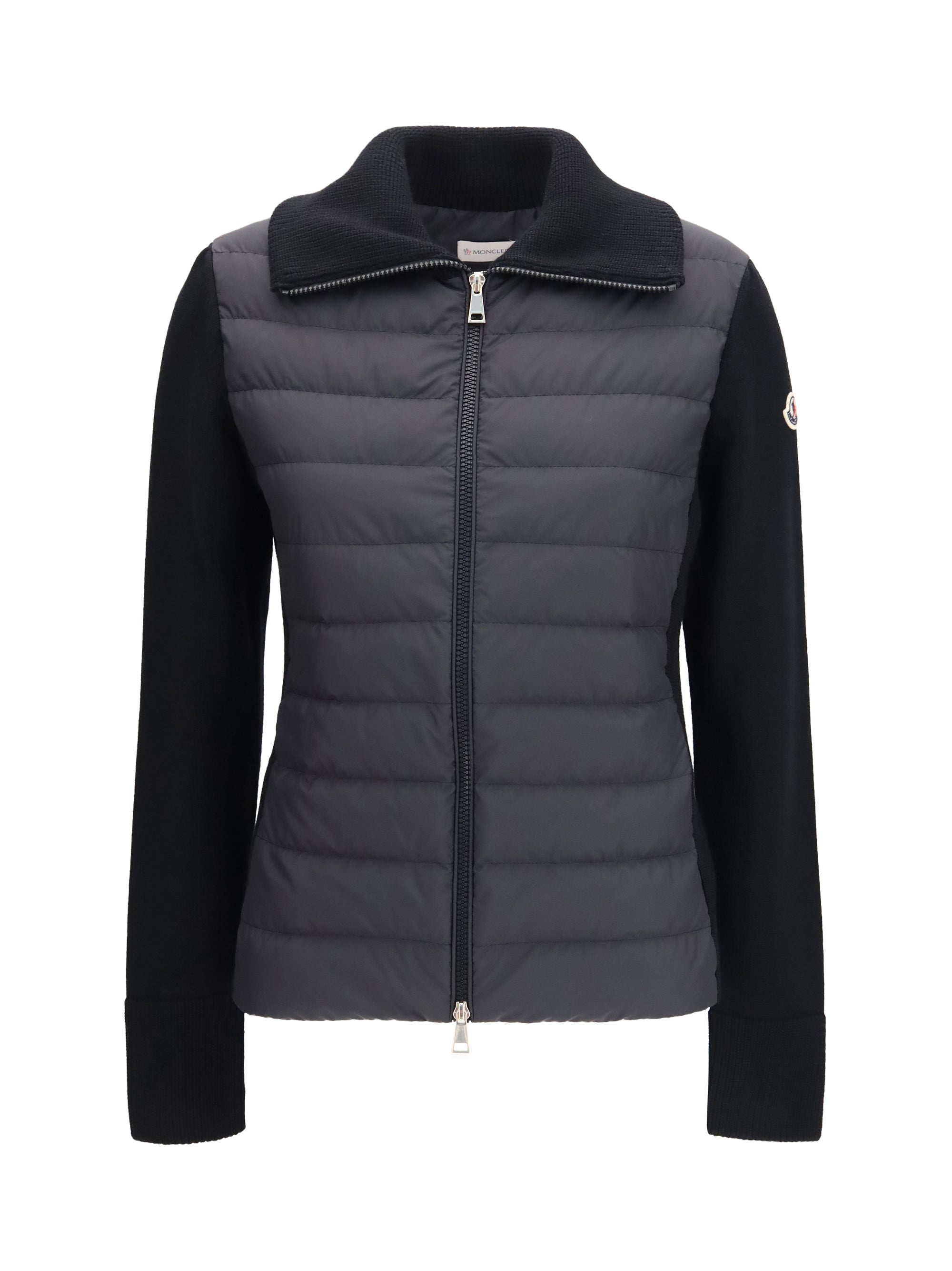 padded wool zip cardigan