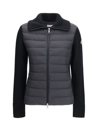 padded wool zip cardigan