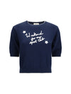 cotton knit sweater with embroidery
