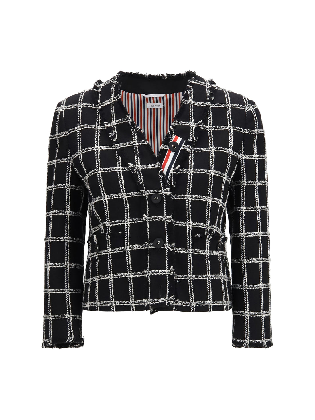 THOM BROWNE 40 checked tweed cardigan jacket
