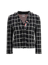 checked tweed cardigan jacket