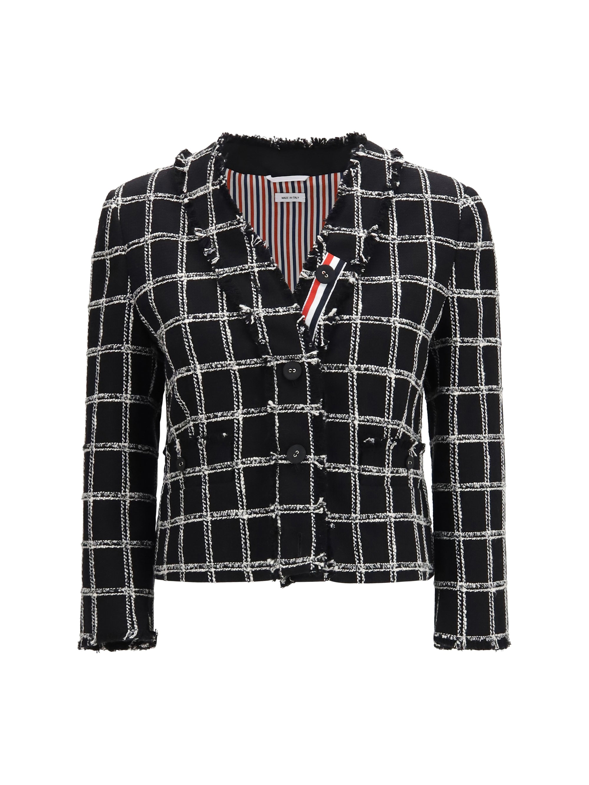 checked tweed cardigan jacket