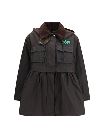 BARBOUR 6 waxed peplum jacket by barbour x ganni 