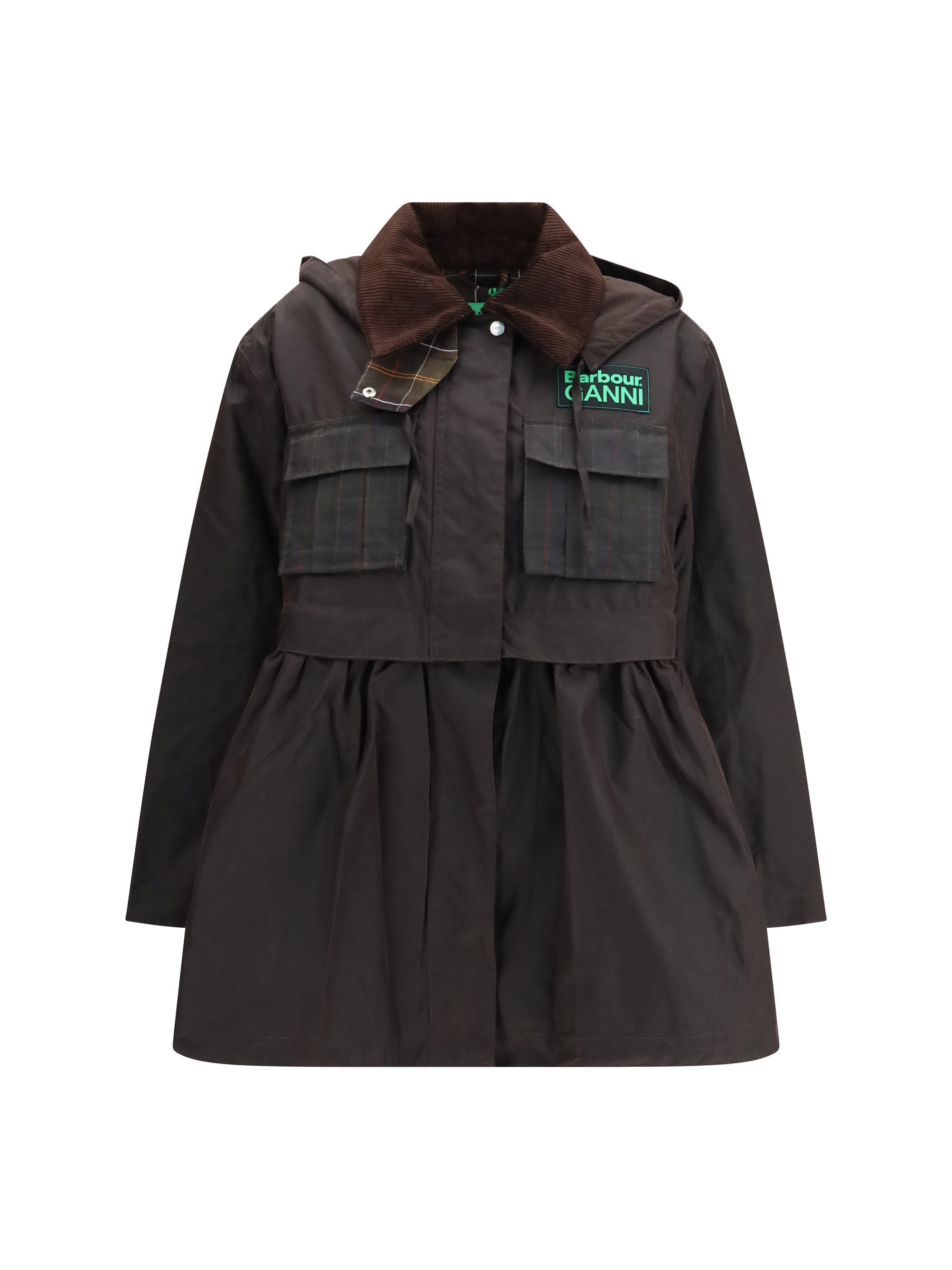 waxed peplum jacket by barbour x ganni