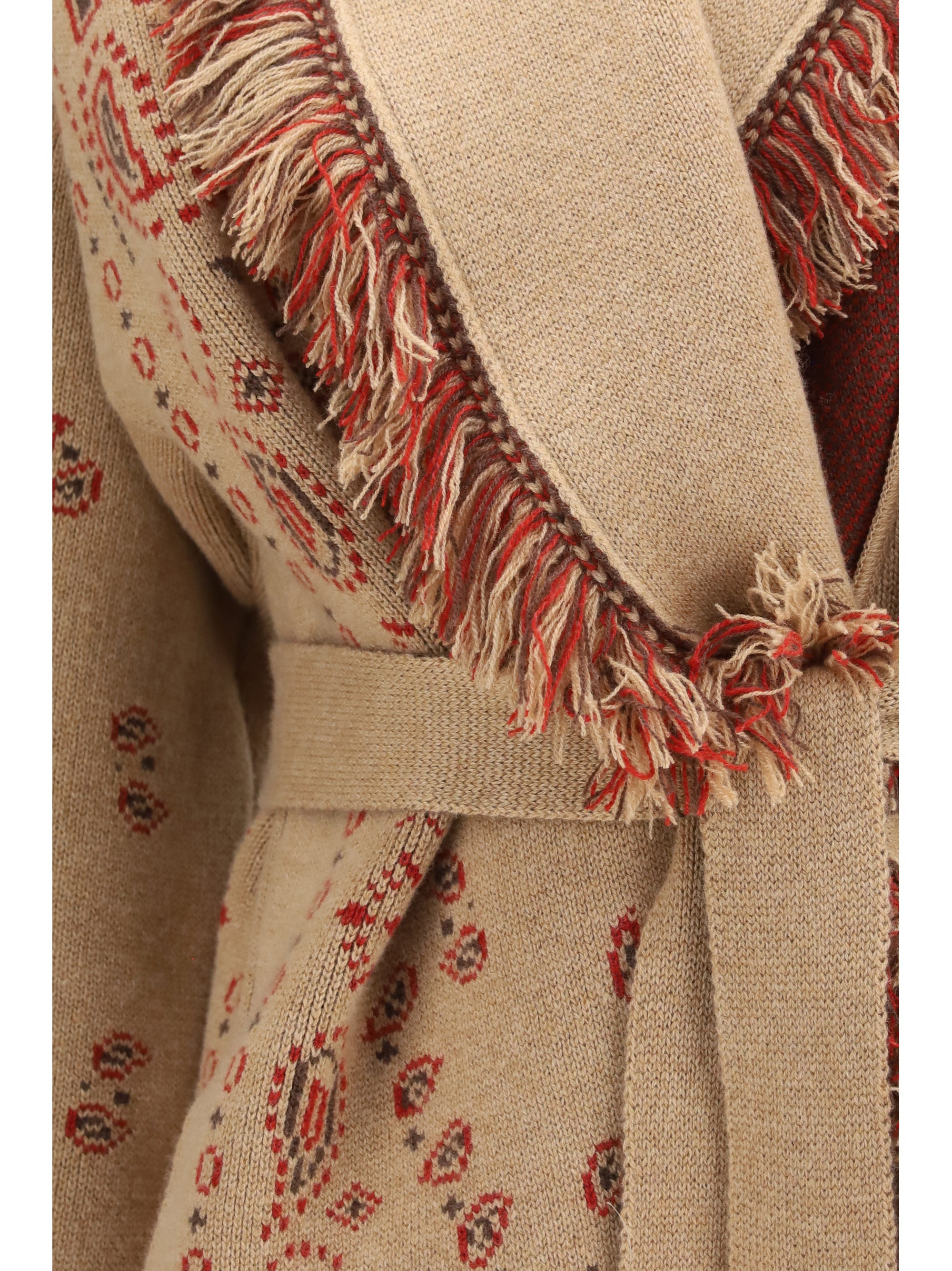 icon jacquard cardigan with belt