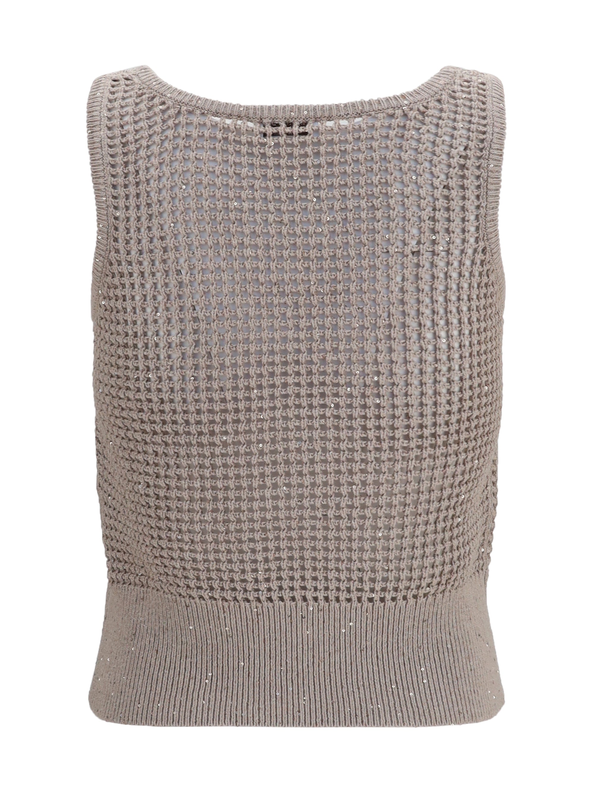 perforated sequin tank top