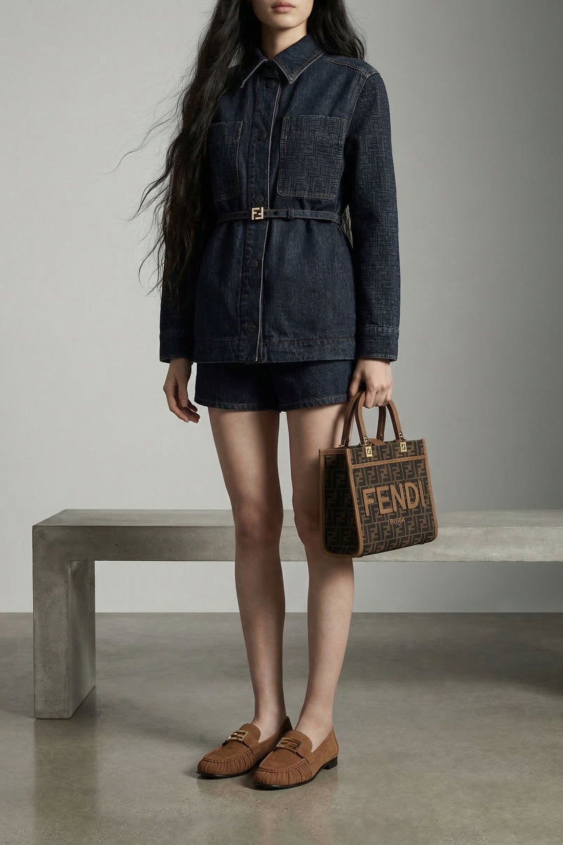 FENDI 36 baguette nubuck loafers