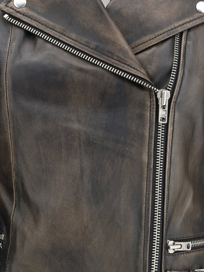 SWORD 6.6.44 42 cropped leather biker jacket