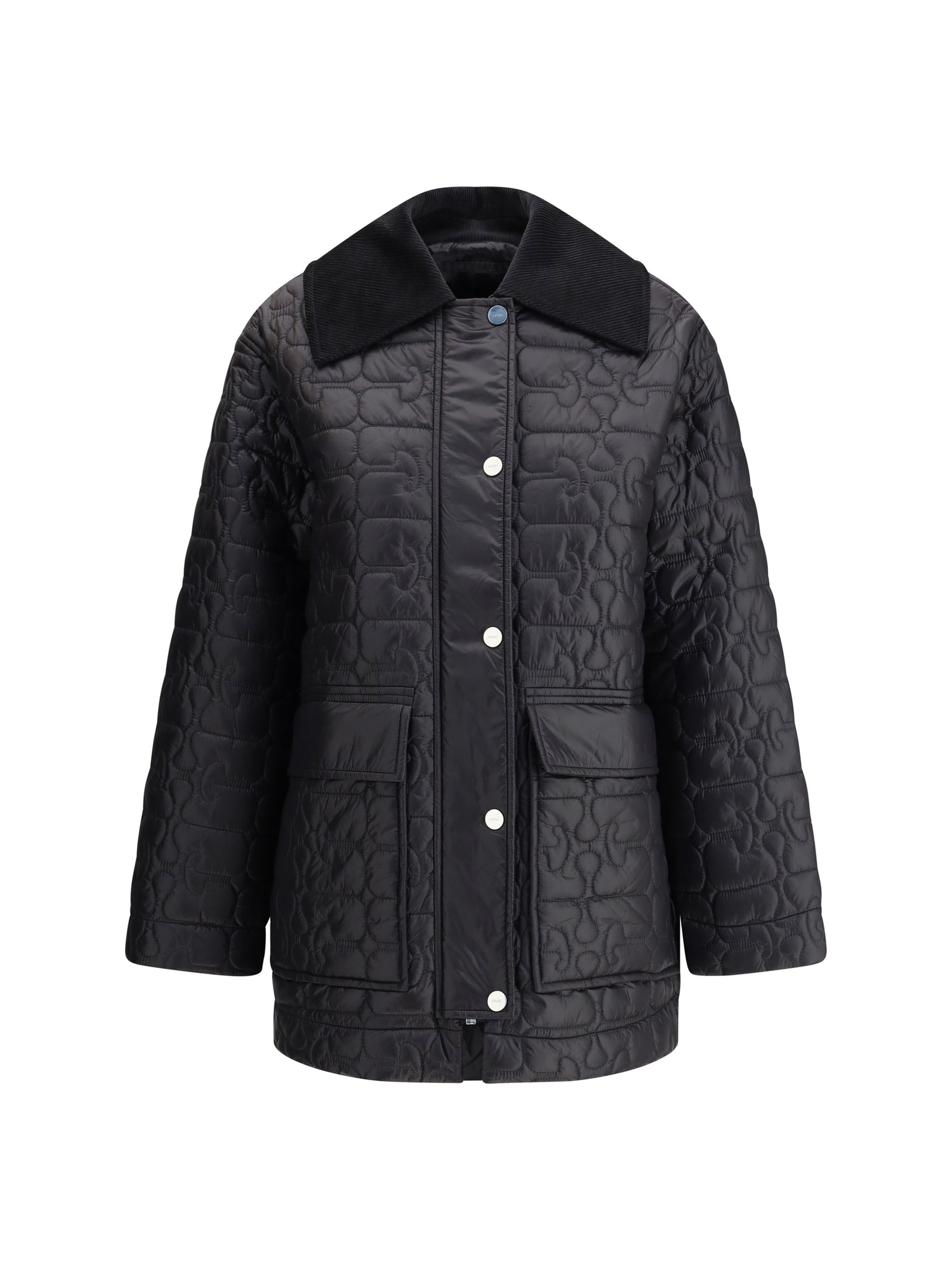 GANNI XXS-XS glossy finish down jacket 