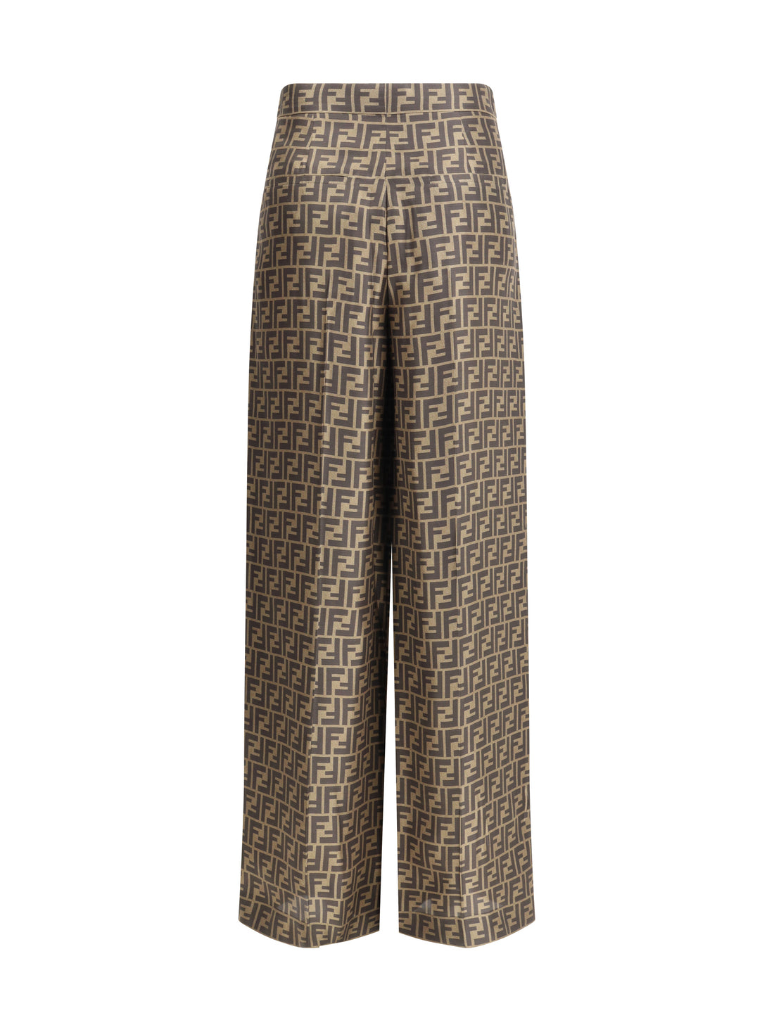FENDI 38 monogram pattern silk pants