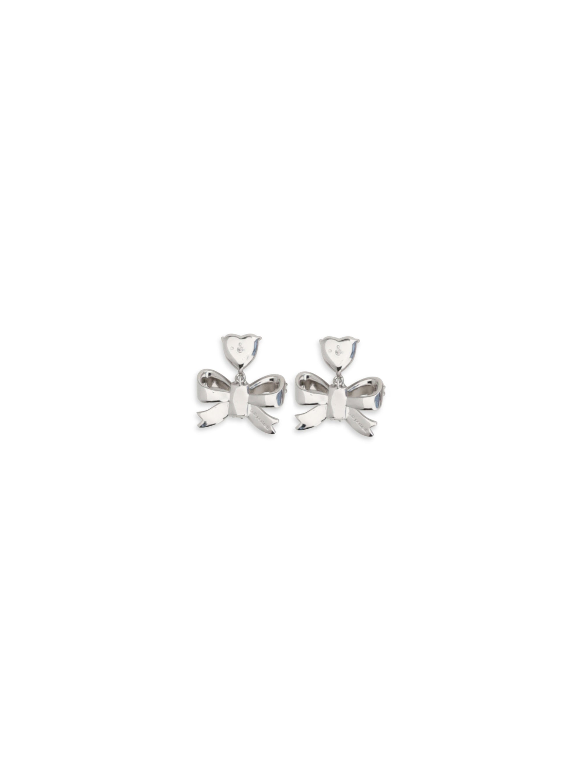 heart-shaped crystal bow drop earrings