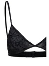 flocked monogram mesh bra