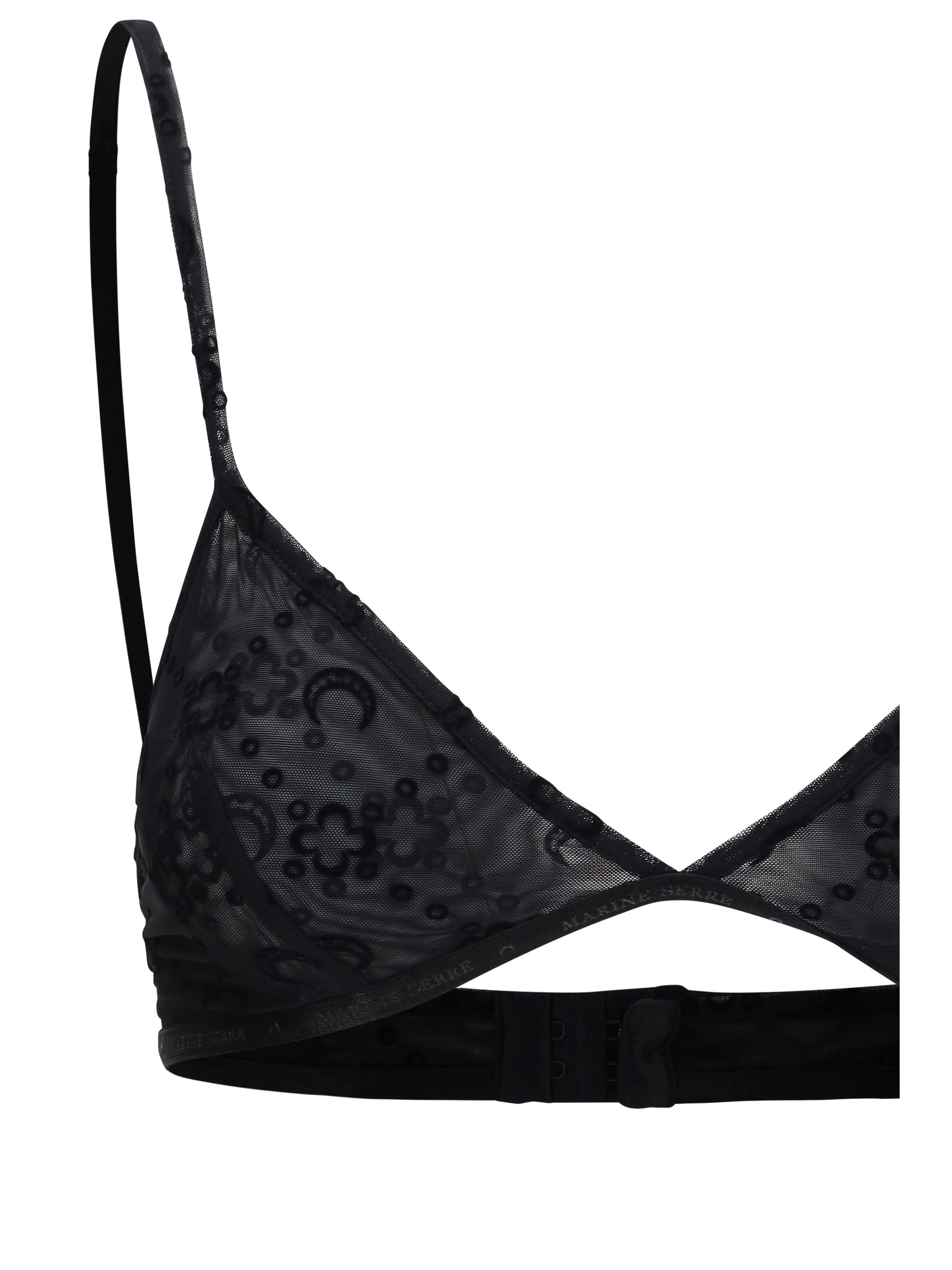 flocked monogram mesh bra