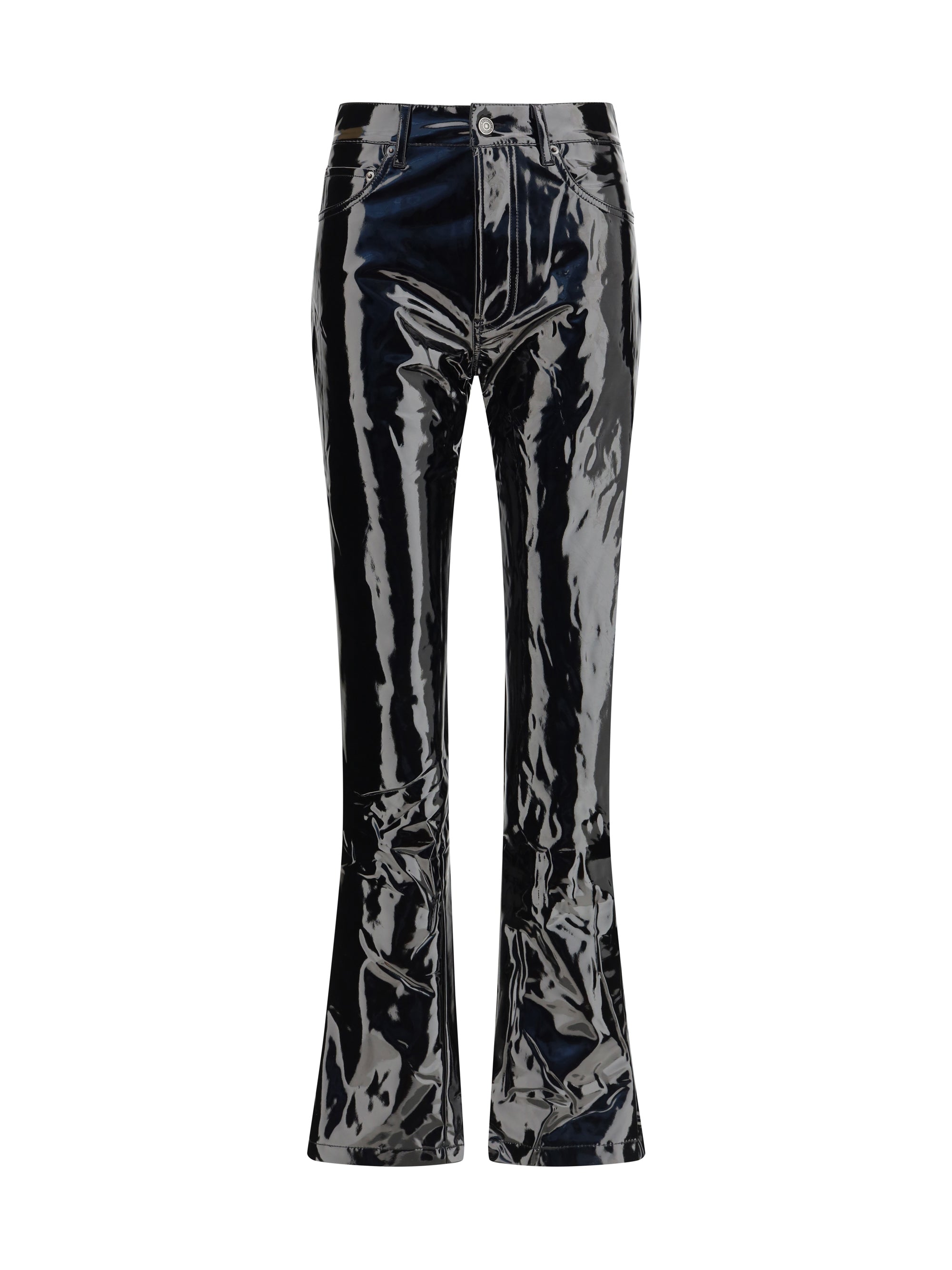 straight fit vinyl trousers