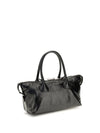 glossy leather handbag