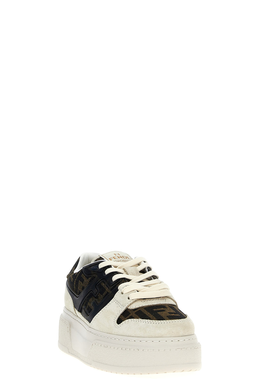 FENDI 38 fendi match sneakers in suede and jacquard fabric