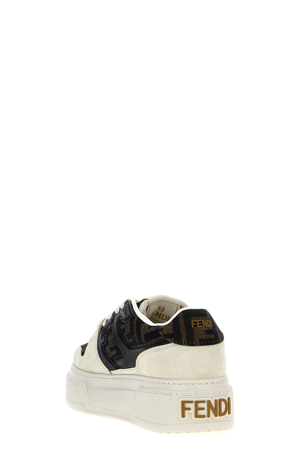 fendi match sneakers in suede and jacquard fabric