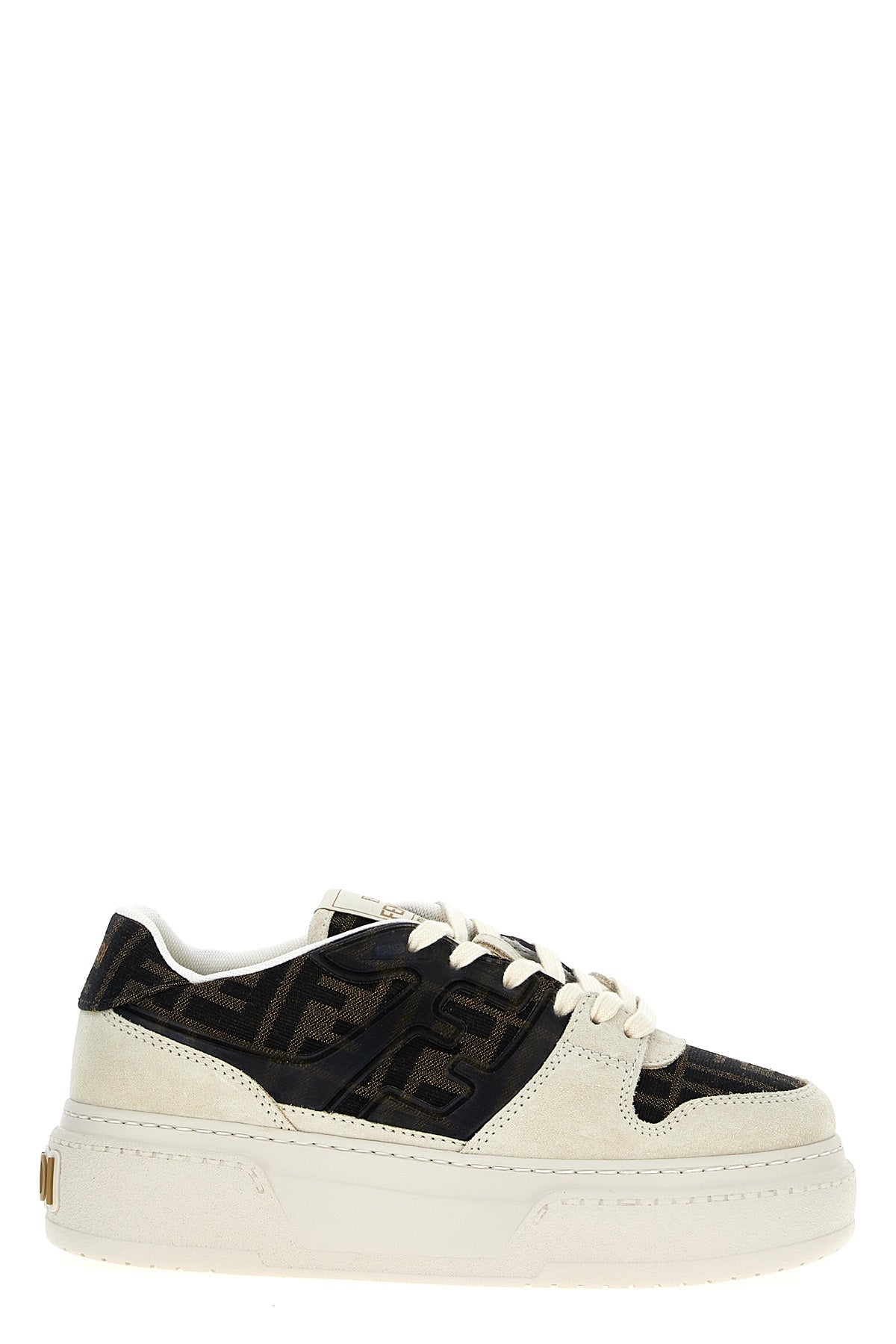 fendi match sneakers in suede and jacquard fabric