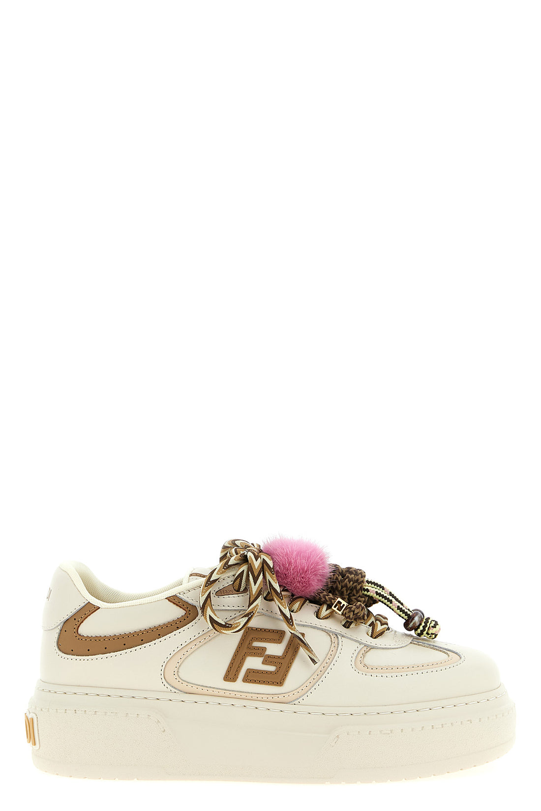 FENDI 39 fendi match leather sneakers embossed logo on the heel